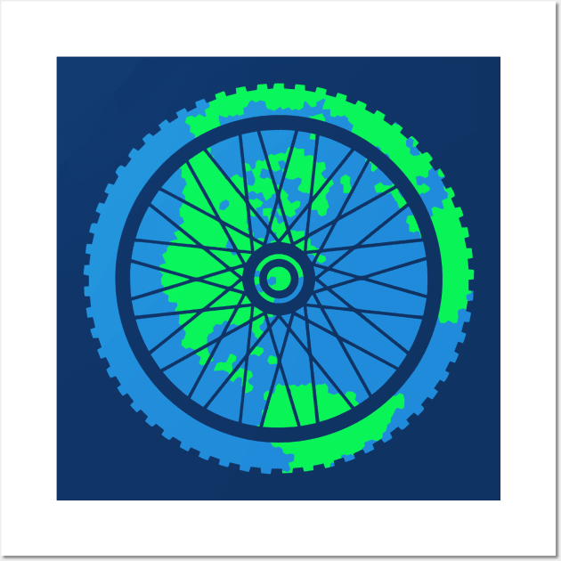 Mountain Bike Tire Earth Gear Graphic Biking Design Wall Art by TeeCreations